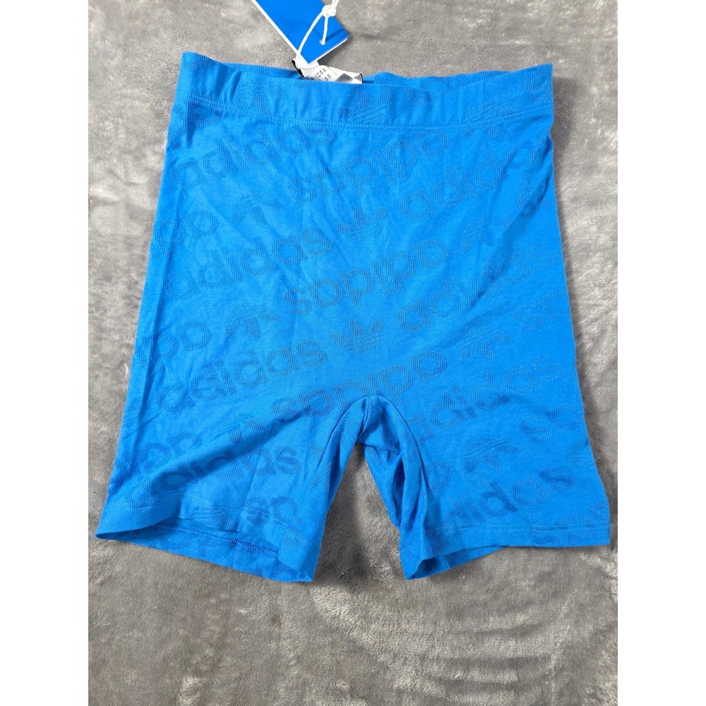 Adidas Bike Short Women XS Bluebird Terrot Jacquard Logo Athletic Shorts NEW